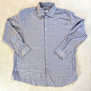Michael Kors Shirt Mens Size L Blue Plaid Long Sleeve Button Down Cot…